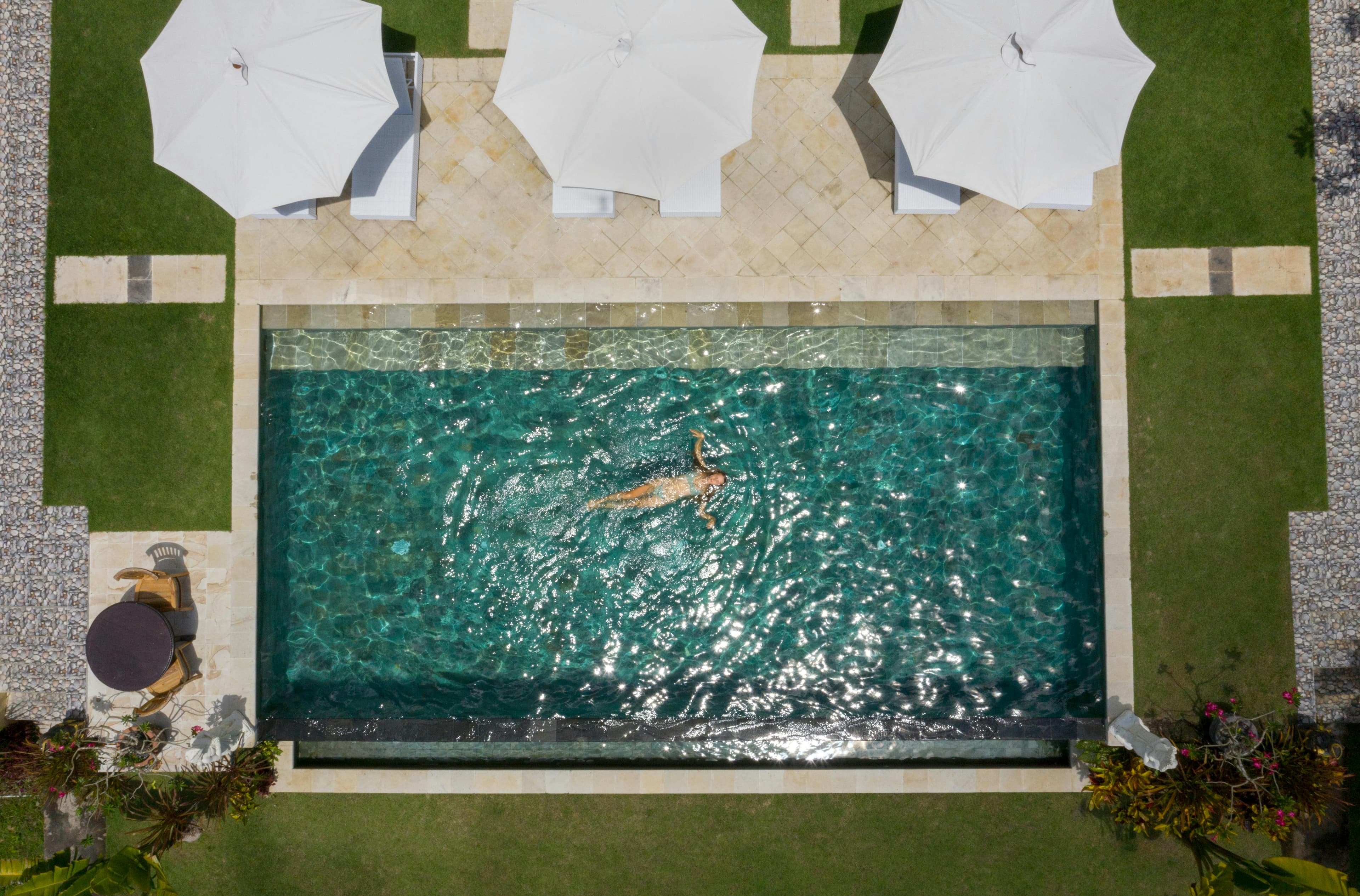Luxury resort pool aerial view